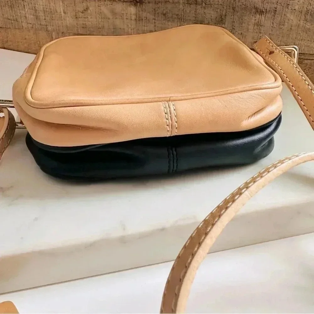Rovimoss Mini Square Leather Mini Color Block Crossbody Bag